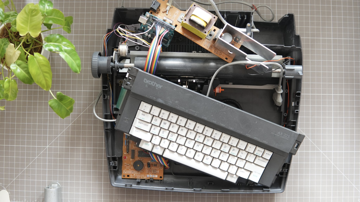 A photo of a partially disassembled typewriter