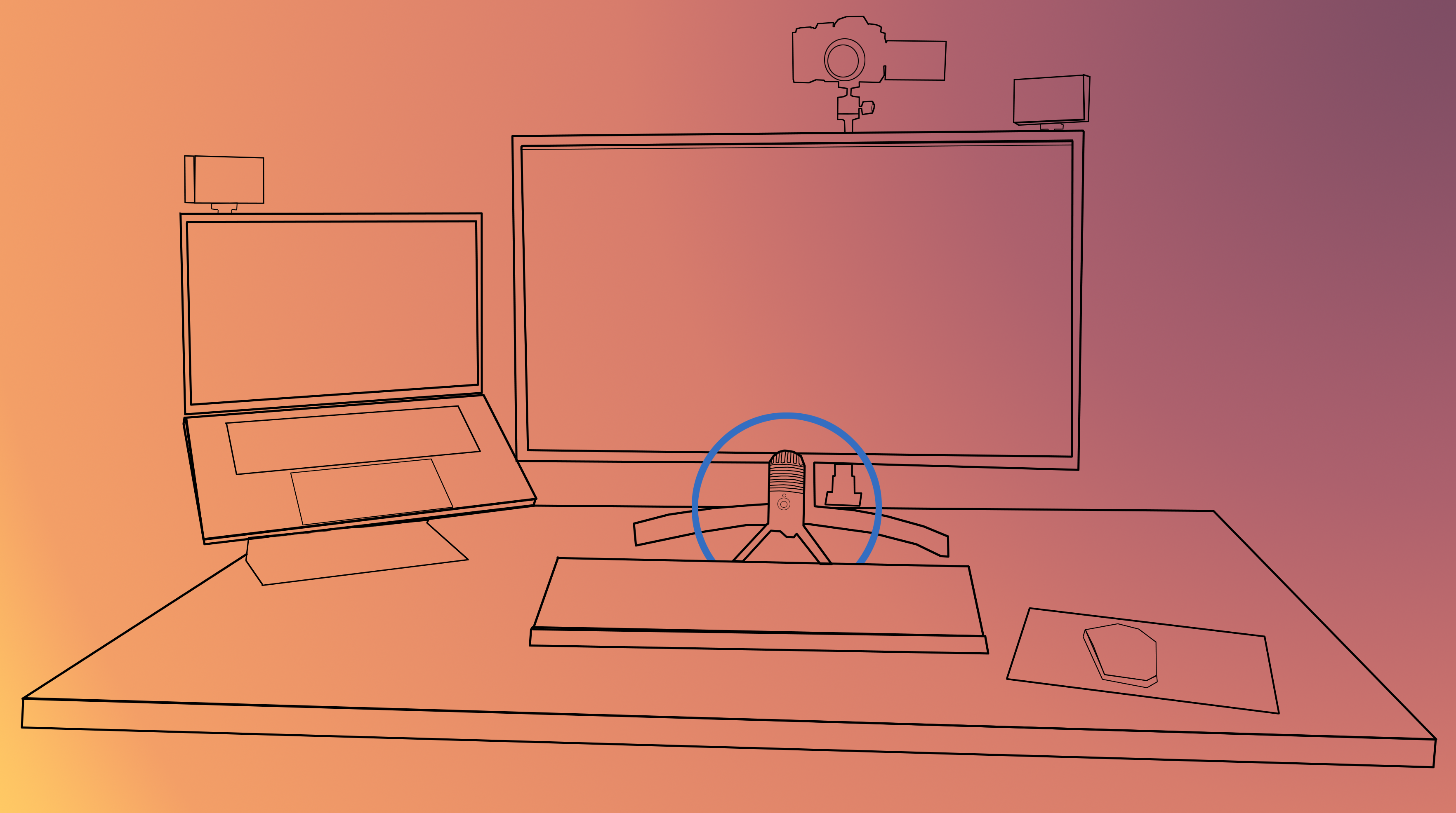 Desk Diagram with Microphone Circled